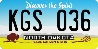 ND license plate KGS036
