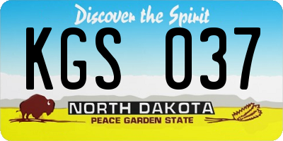 ND license plate KGS037
