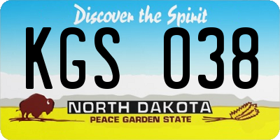 ND license plate KGS038
