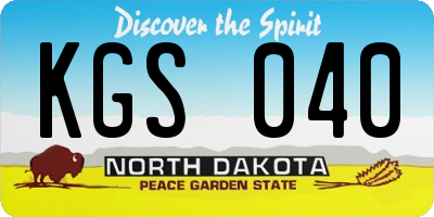 ND license plate KGS040