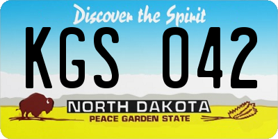 ND license plate KGS042
