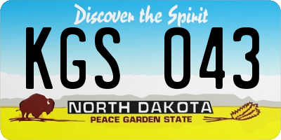 ND license plate KGS043