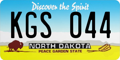 ND license plate KGS044