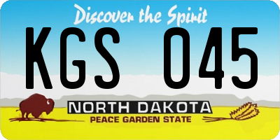 ND license plate KGS045