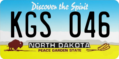 ND license plate KGS046