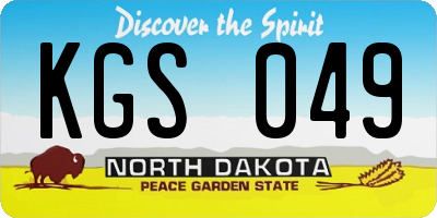 ND license plate KGS049