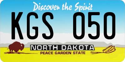 ND license plate KGS050