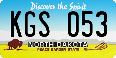 ND license plate KGS053