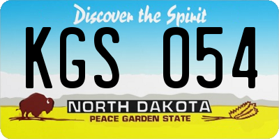 ND license plate KGS054