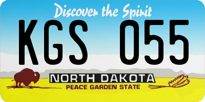 ND license plate KGS055