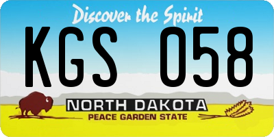 ND license plate KGS058