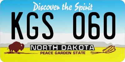 ND license plate KGS060