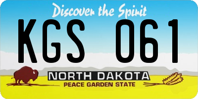 ND license plate KGS061