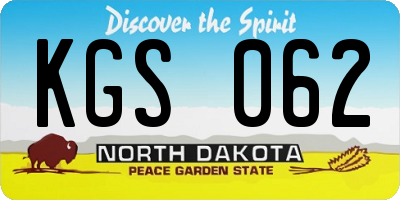 ND license plate KGS062