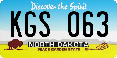 ND license plate KGS063