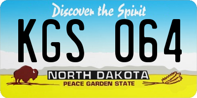 ND license plate KGS064