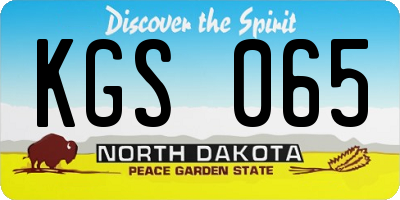 ND license plate KGS065