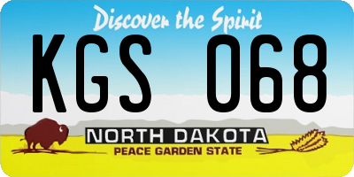 ND license plate KGS068