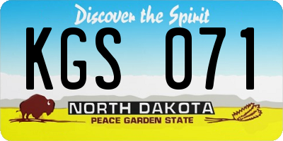ND license plate KGS071