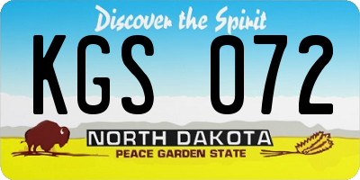 ND license plate KGS072