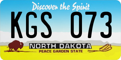 ND license plate KGS073