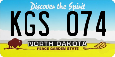 ND license plate KGS074