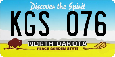 ND license plate KGS076