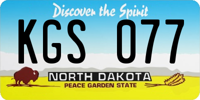 ND license plate KGS077