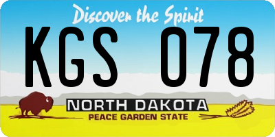 ND license plate KGS078