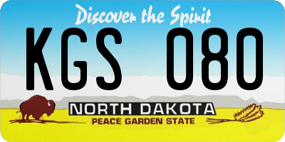 ND license plate KGS080