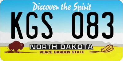 ND license plate KGS083