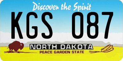ND license plate KGS087