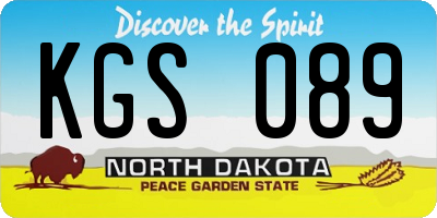 ND license plate KGS089