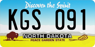 ND license plate KGS091