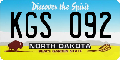ND license plate KGS092