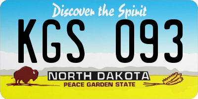 ND license plate KGS093