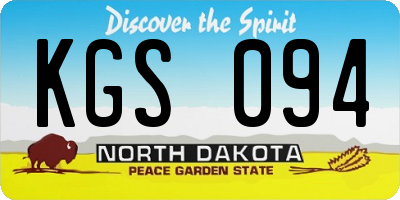 ND license plate KGS094