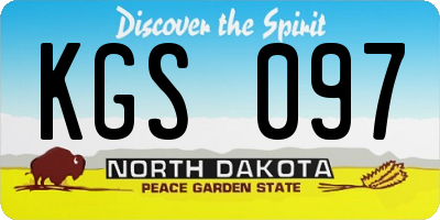 ND license plate KGS097