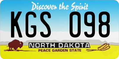 ND license plate KGS098