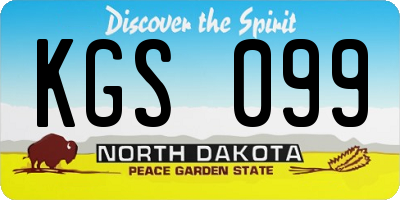 ND license plate KGS099