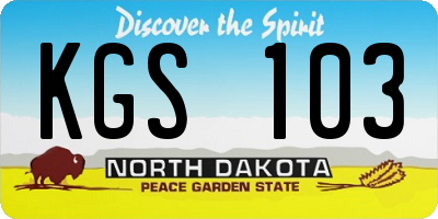 ND license plate KGS103
