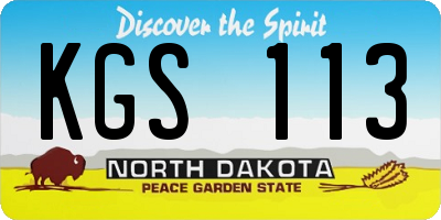ND license plate KGS113