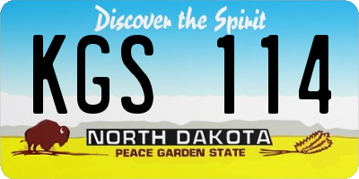 ND license plate KGS114