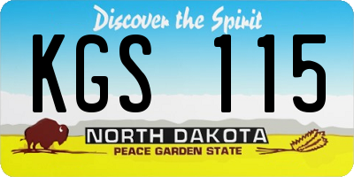 ND license plate KGS115