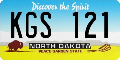 ND license plate KGS121