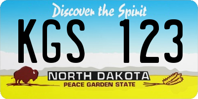 ND license plate KGS123