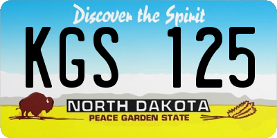 ND license plate KGS125