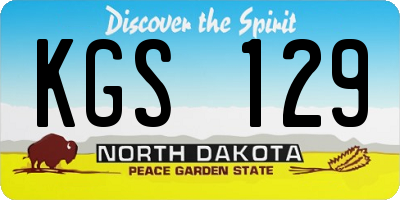ND license plate KGS129