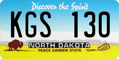 ND license plate KGS130