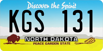 ND license plate KGS131